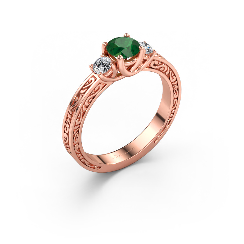 Immagine di Anello di fidanzamento Betty 1 585 oro rosa Smeraldo 5 mm