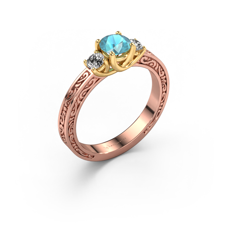 Image of Engagement ring Betty 1 585 rose gold Blue topaz 5 mm