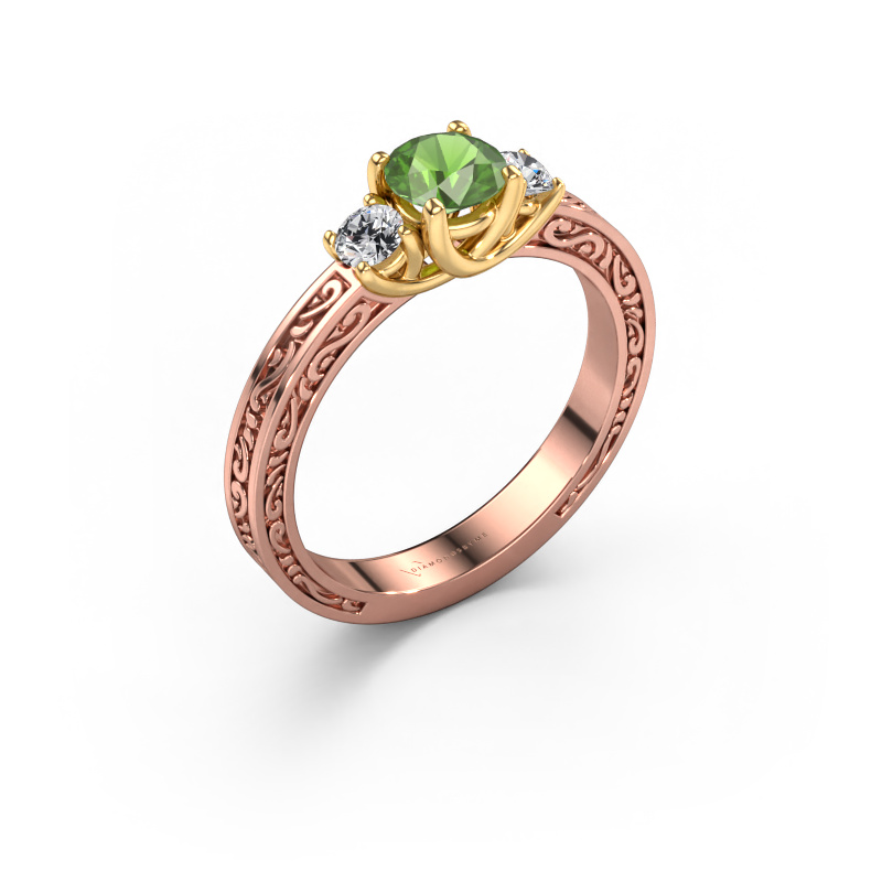 Image of Engagement ring Betty 1 585 rose gold Tourmaline green 5 mm