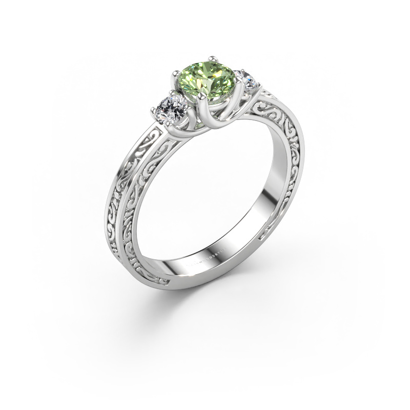 Immagine di Anello di fidanzamento Betty 1 585 oro bianco Diamante lab grown verde 5 mm