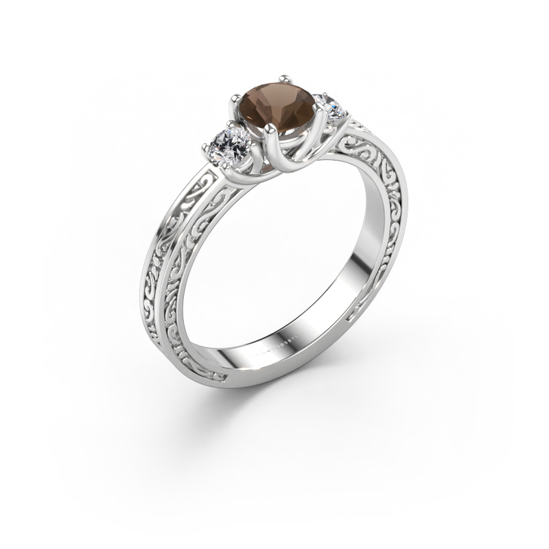 Immagine di Anello di fidanzamento Betty 1 585 oro bianco Quarzo fumé 5 mm