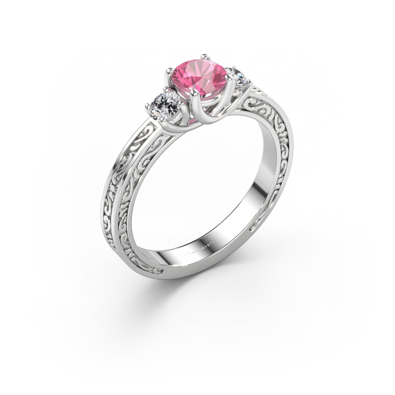 Bild av Förlovningsring Betty 1 585 vitt guld Rosa safir 5 mm