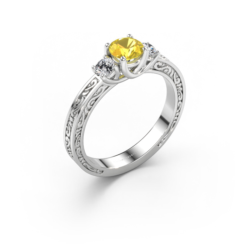 Bild av Förlovningsring Betty 1 585 vitt guld Gul safir 5 mm