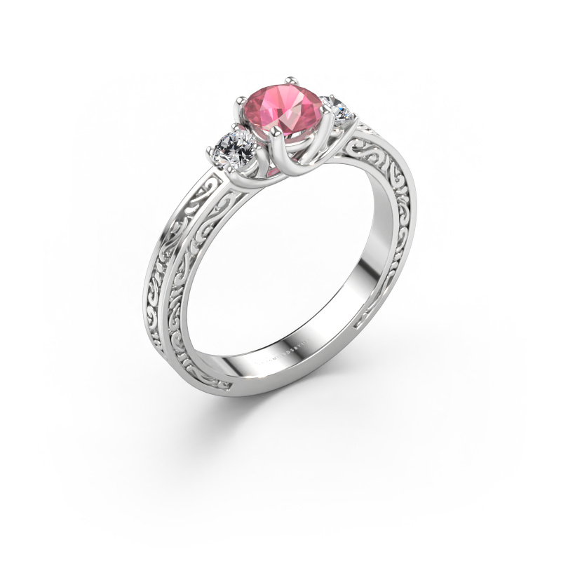 Bild av Förlovningsring Betty 1 585 vitt guld Rosa turmalin 5 mm