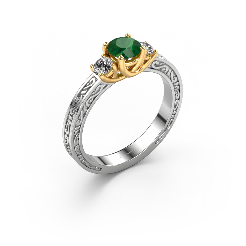 Image of Engagement ring Betty 1 585 white gold Emerald 5 mm