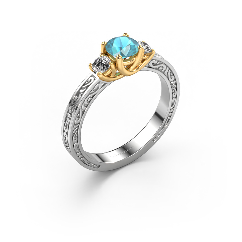 Image of Engagement ring Betty 1 585 white gold Blue topaz 5 mm
