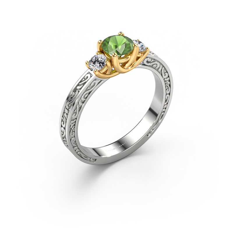 Bild von Verlobungsring Betty 1 585 Weißgold Turmalin grün 5 mm