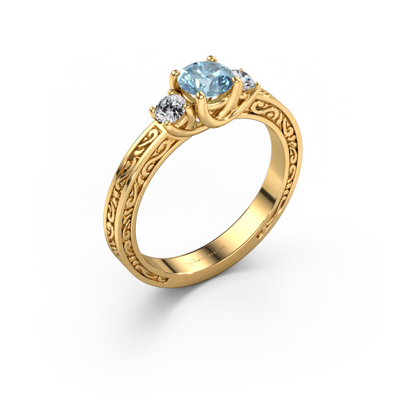 Image of Engagement ring Betty 1 585 gold Blue lab grown diamond 5 mm