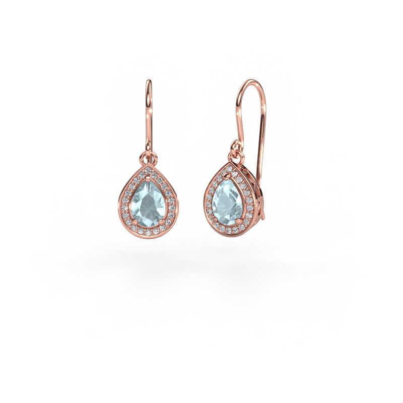 Image of Drop earrings Beverlee 1 585 rose gold Aquamarine 7x5 mm