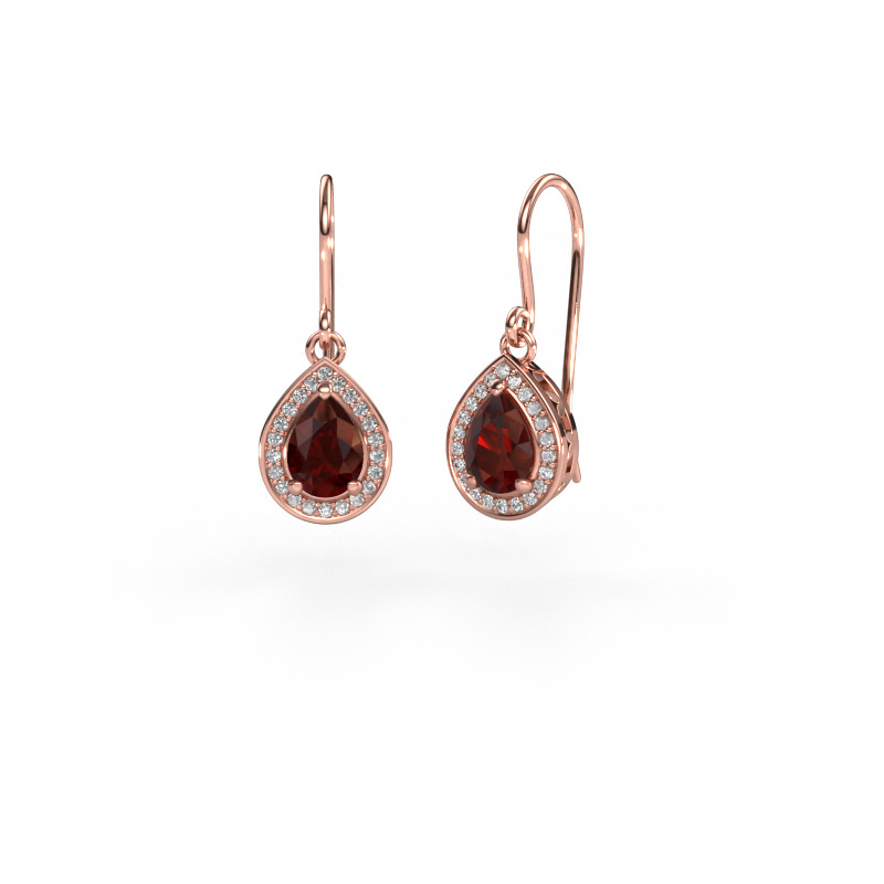 Image of Drop earrings Beverlee 1 585 rose gold Garnet 7x5 mm