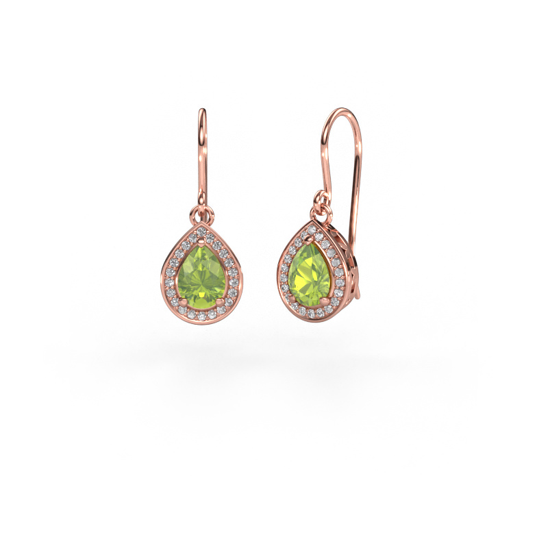 Image of Drop earrings Beverlee 1 585 rose gold Peridot 7x5 mm