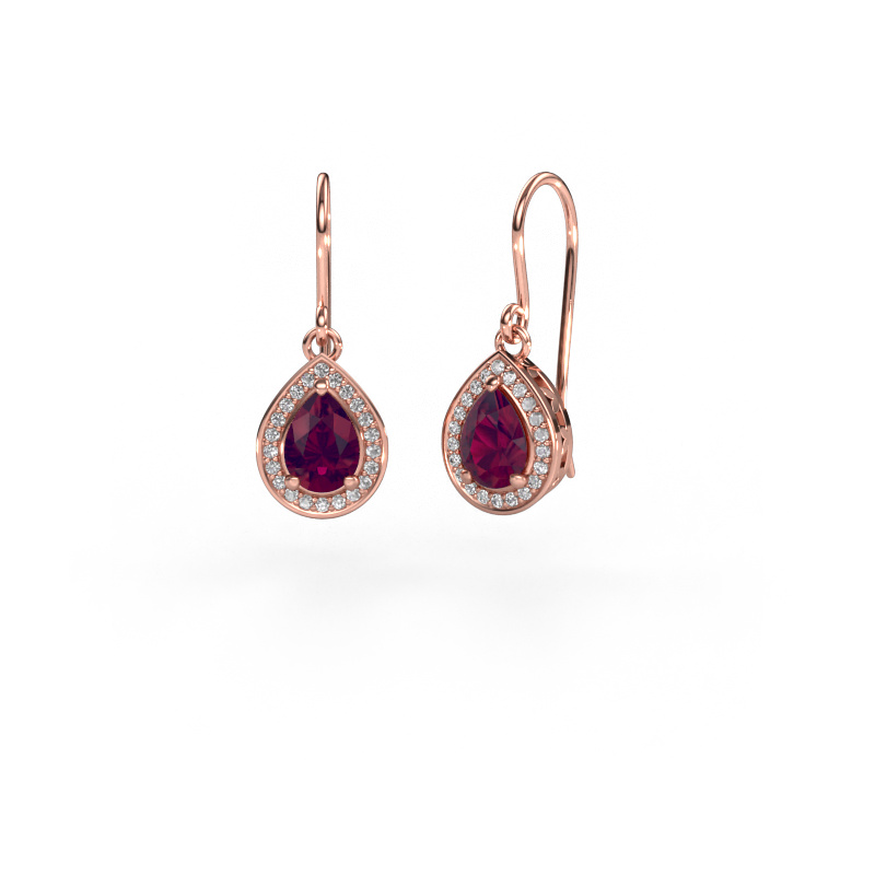 Image of Drop earrings Beverlee 1 585 rose gold Rhodolite 7x5 mm