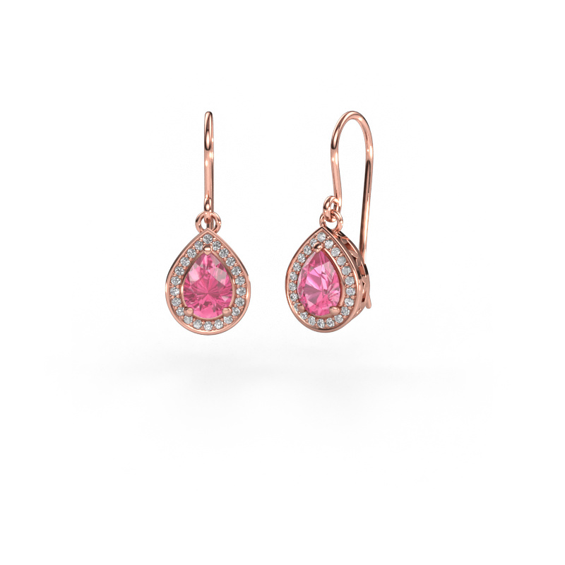 Image de Pendants d'oreilles Beverlee 1 585 or rose Saphir rose 7x5 mm