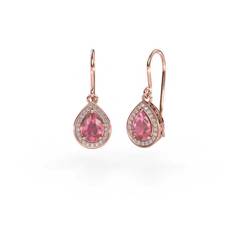 Image of Drop earrings Beverlee 1 585 rose gold Tourmaline pink 7x5 mm