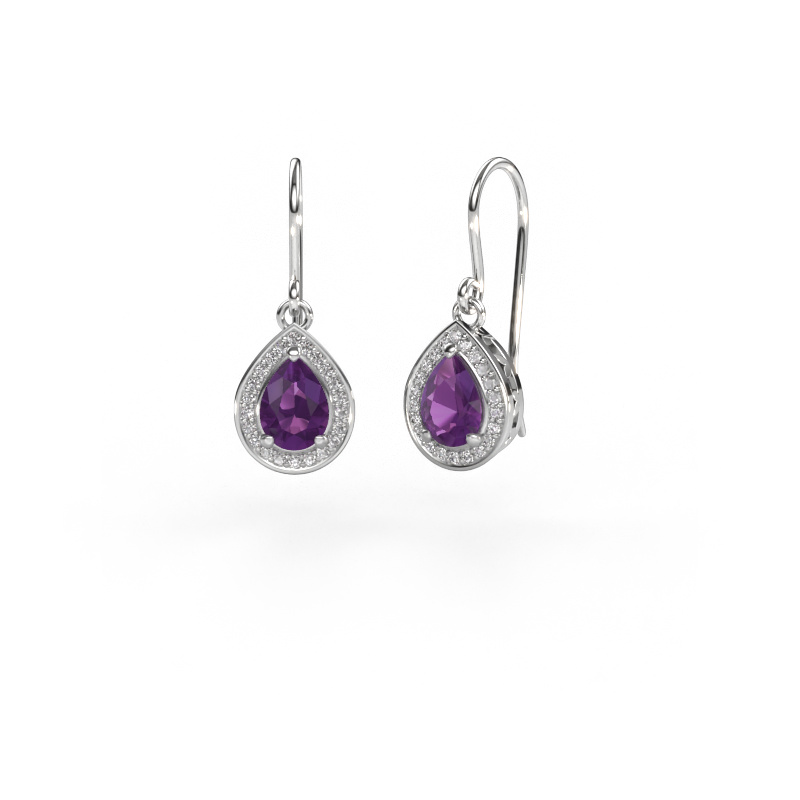 Image of Drop earrings Beverlee 1 950 platinum Amethyst 7x5 mm