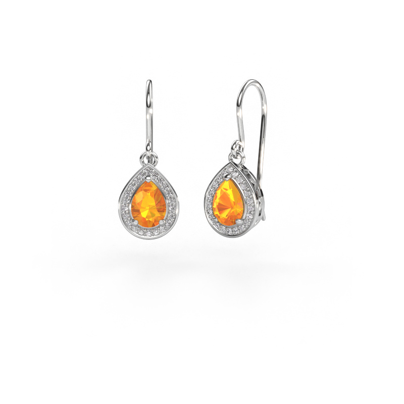 Image of Drop earrings Beverlee 1 950 platinum Citrin 7x5 mm