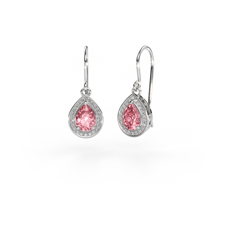 Image of Drop earrings Beverlee 1 585 white gold Pink lab grown diamond 7x5 mm