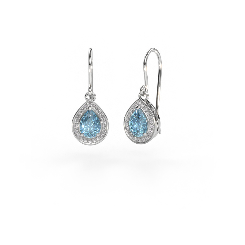 Image of Drop earrings Beverlee 1 950 platinum Blue lab grown diamond 7x5 mm