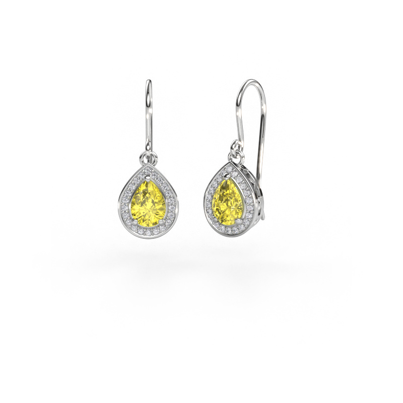 Image of Drop earrings Beverlee 1 950 platinum Yellow lab grown diamond 7x5 mm