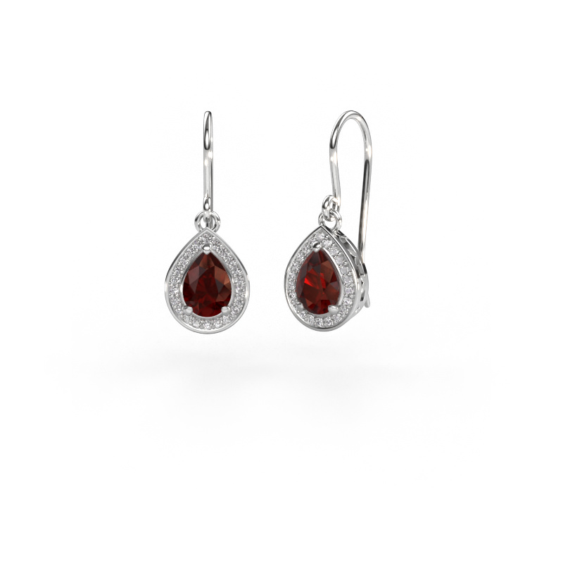 Image of Drop earrings Beverlee 1 950 platinum Garnet 7x5 mm