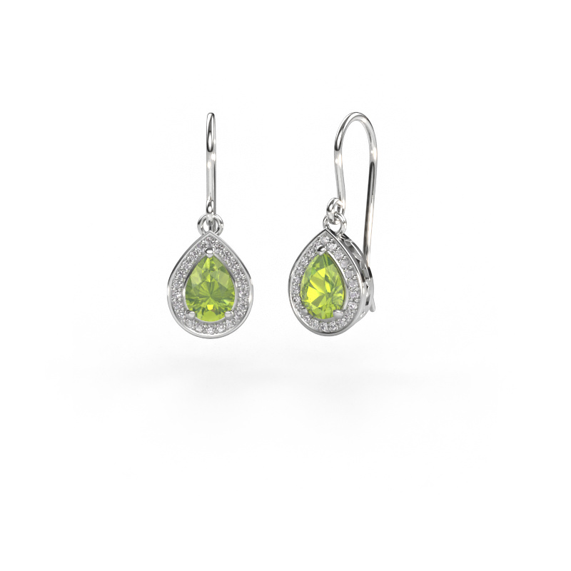 Image of Drop earrings Beverlee 1 950 platinum Peridot 7x5 mm
