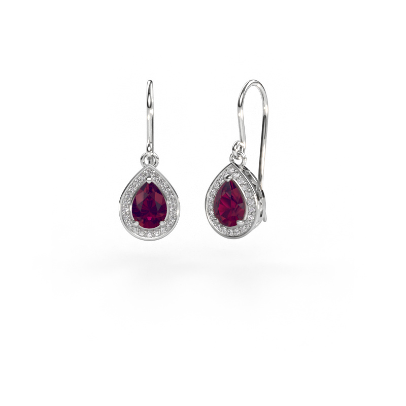 Image of Drop earrings Beverlee 1 585 white gold Rhodolite 7x5 mm