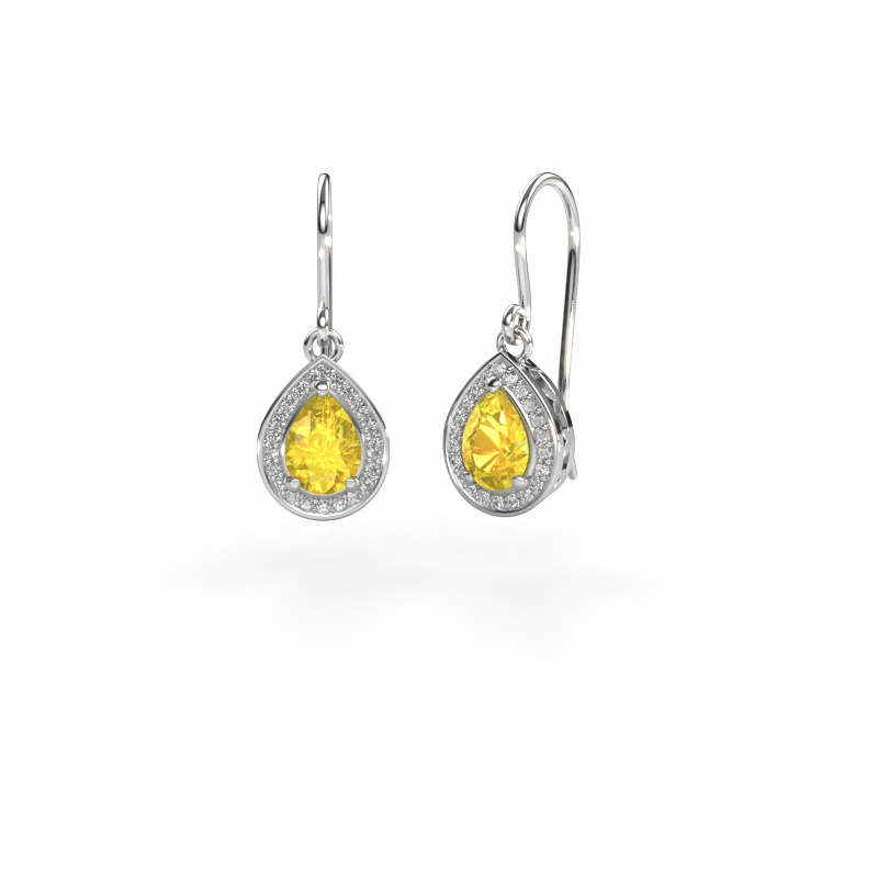 Image of Drop earrings Beverlee 1 950 platinum Yellow sapphire 7x5 mm