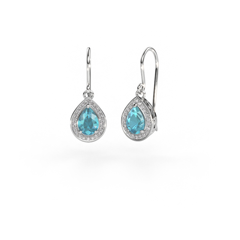 Image of Drop earrings Beverlee 1 950 platinum Blue topaz 7x5 mm