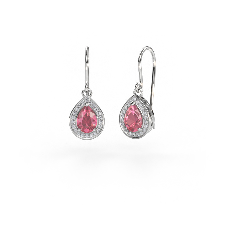 Image of Drop earrings Beverlee 1 950 platinum Tourmaline pink 7x5 mm