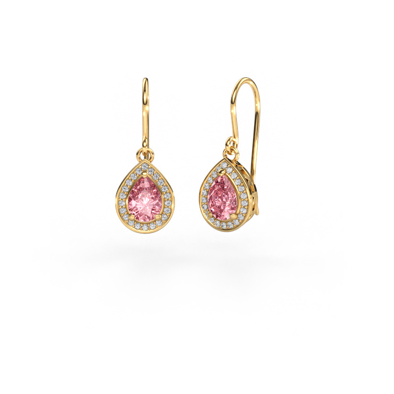 Image of Drop earrings Beverlee 1 585 gold Pink lab grown diamond 7x5 mm