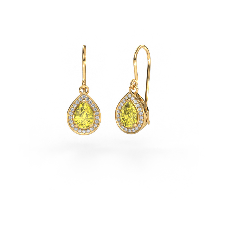 Image of Drop earrings Beverlee 1 585 gold Yellow lab grown diamond 7x5 mm