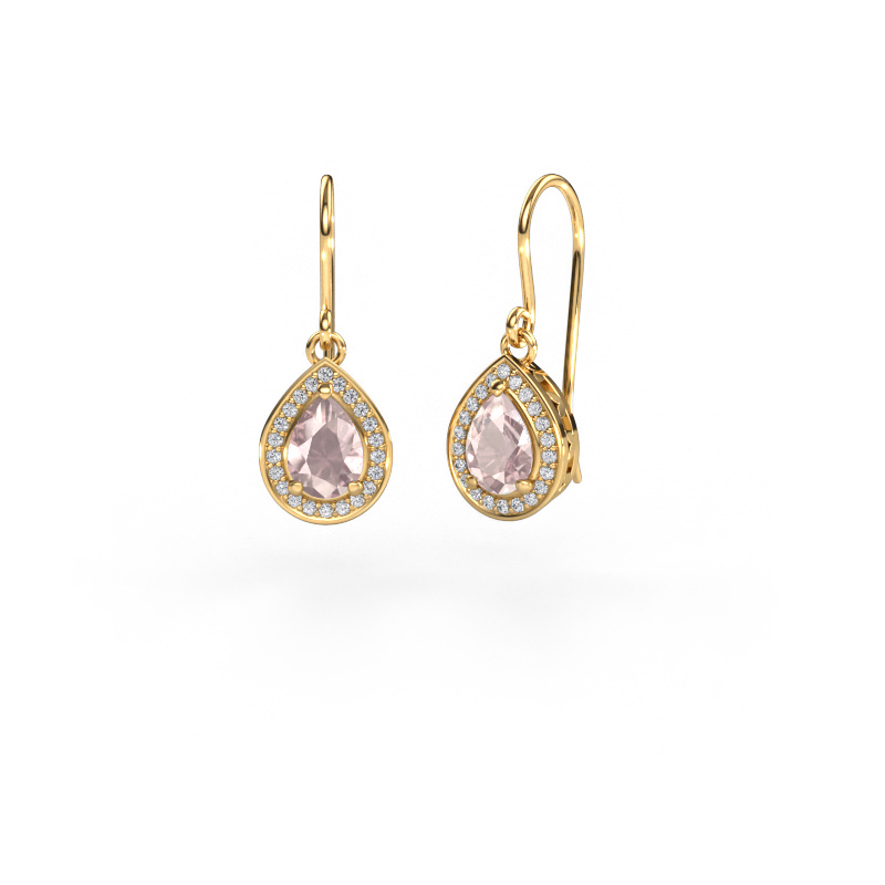 Image of Drop earrings Beverlee 1 585 gold Morganite champagne 7x5 mm