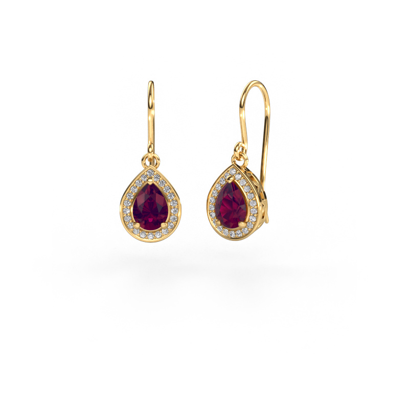 Image of Drop earrings Beverlee 1 585 gold Rhodolite 7x5 mm