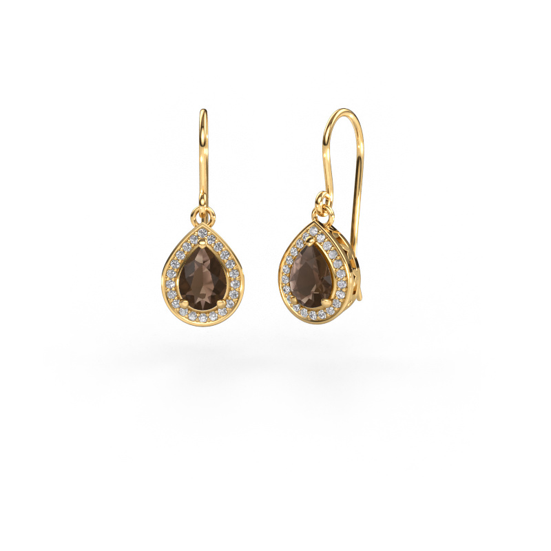 Image of Drop earrings Beverlee 1 585 gold Smokey quartz 7x5 mm
