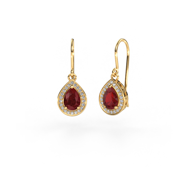 Image of Drop earrings Beverlee 1 585 gold Ruby 7x5 mm