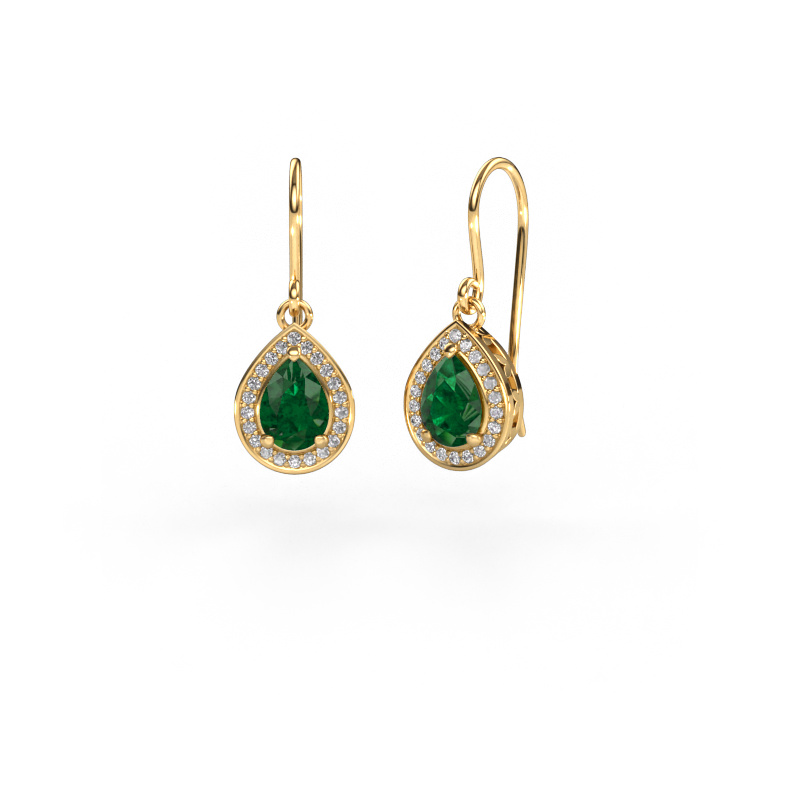 Image of Drop earrings Beverlee 1 585 gold Emerald 7x5 mm