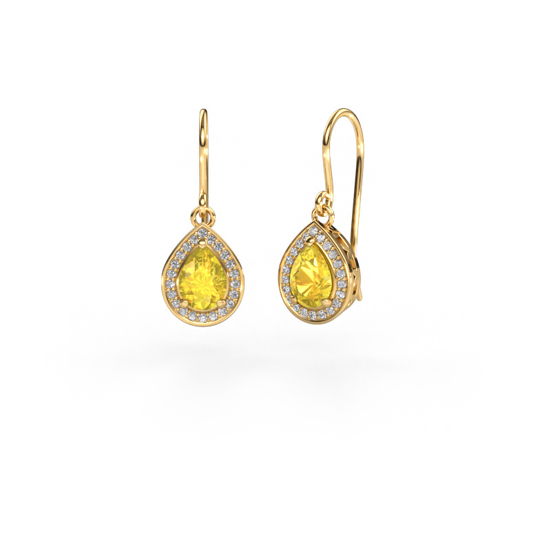 Image of Drop earrings Beverlee 1 585 gold Yellow sapphire 7x5 mm