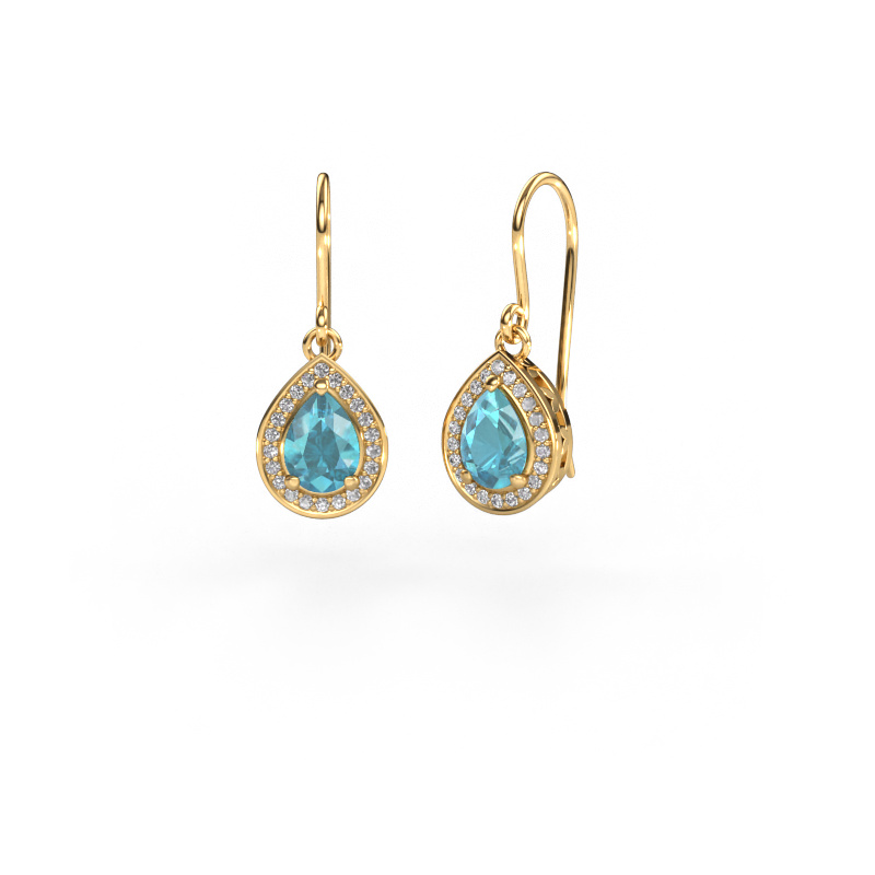 Image of Drop earrings Beverlee 1 585 gold Blue topaz 7x5 mm