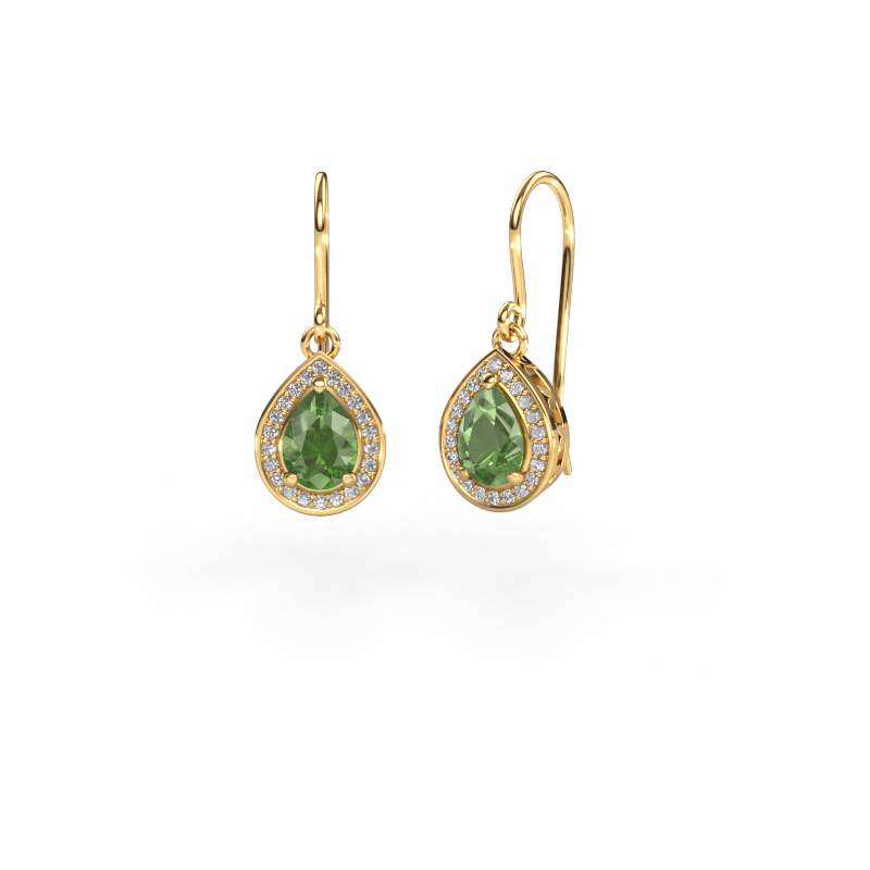 Image of Drop earrings Beverlee 1 585 gold Tourmaline green 7x5 mm