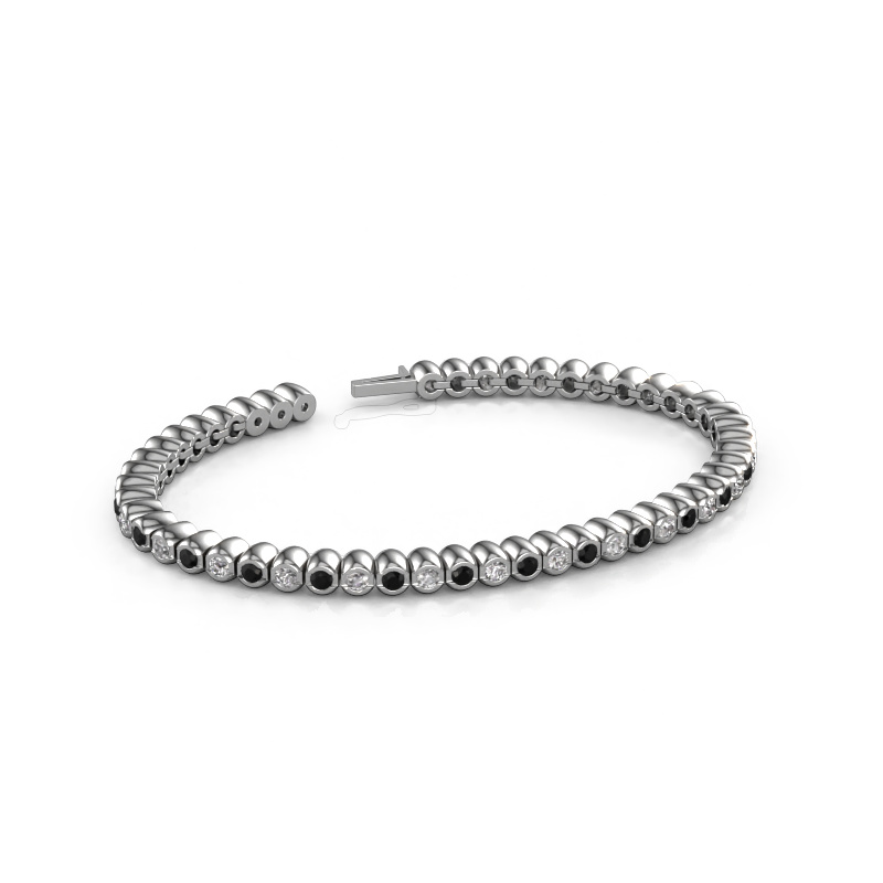 Image of Tennis bracelet Bianca 2.4 mm 585 white gold Black diamond 3.025 crt