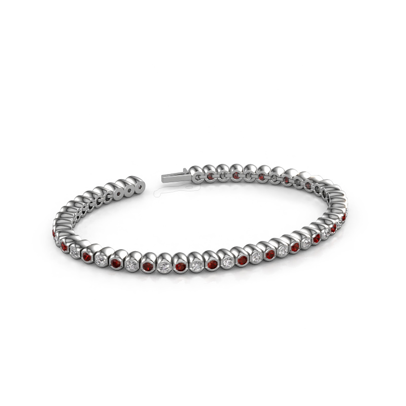 Image de Bracelet tennis Bianca 2.4 mm 585 or blanc Grenat 2.4 mm