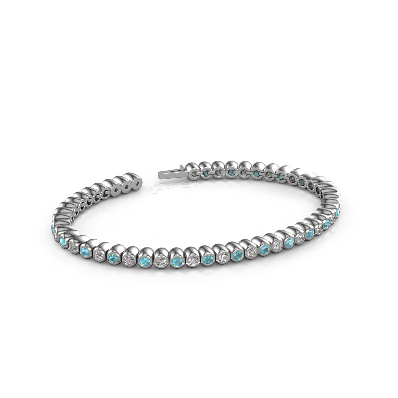 Image de Bracelet tennis Bianca 2.4 mm 585 or blanc Topaze bleue 2.4 mm