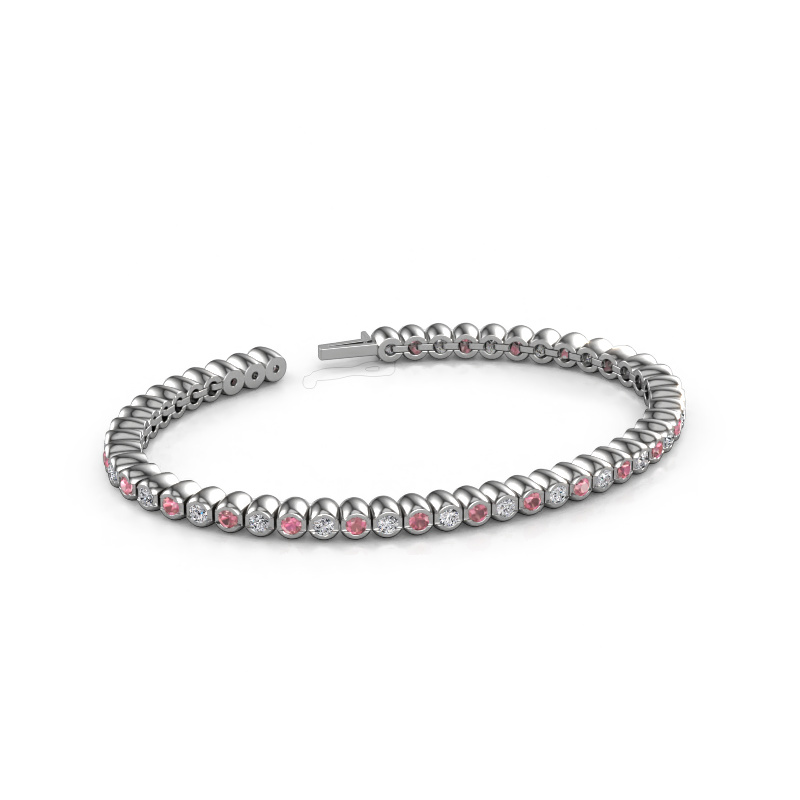 Image of Tennis bracelet Bianca 2.4 mm 585 white gold Tourmaline pink 2.4 mm