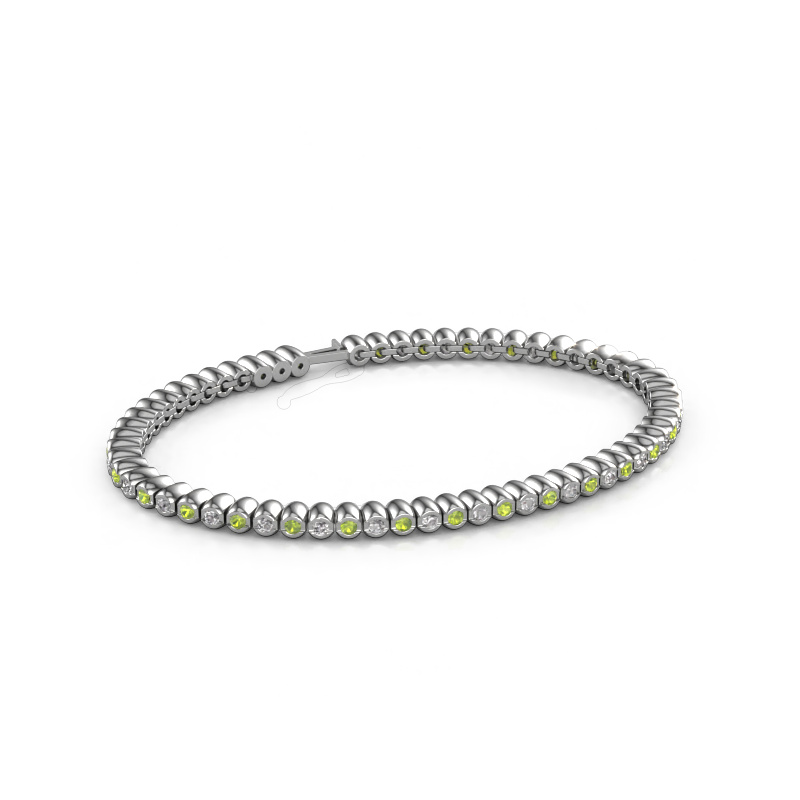 Image of Tennis bracelet Bianca 2 mm 585 white gold Peridot 2 mm