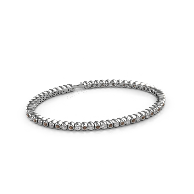 Image of Tennis bracelet Bianca 2 mm 585 white gold Smokey quartz 2 mm