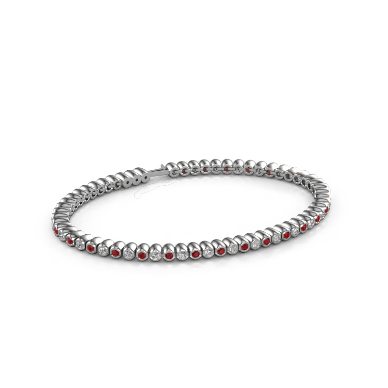 Image de Bracelet tennis Bianca 2 mm 585 or blanc Rubis 2 mm