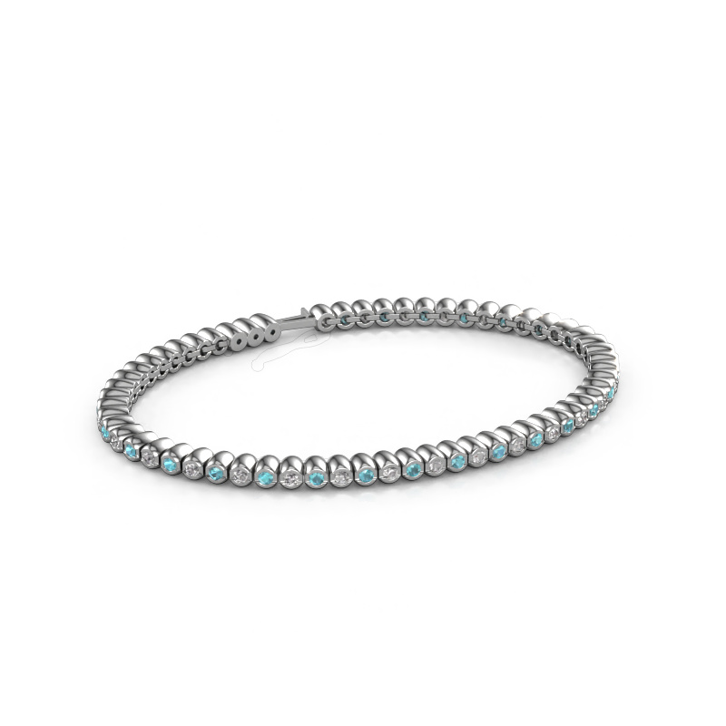 Image of Tennis bracelet Bianca 2 mm 585 white gold Blue topaz 2 mm