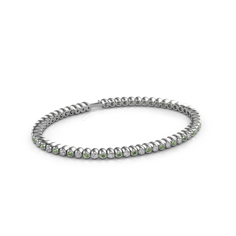 Image of Tennis bracelet Bianca 2 mm 585 white gold Tourmaline green 2 mm
