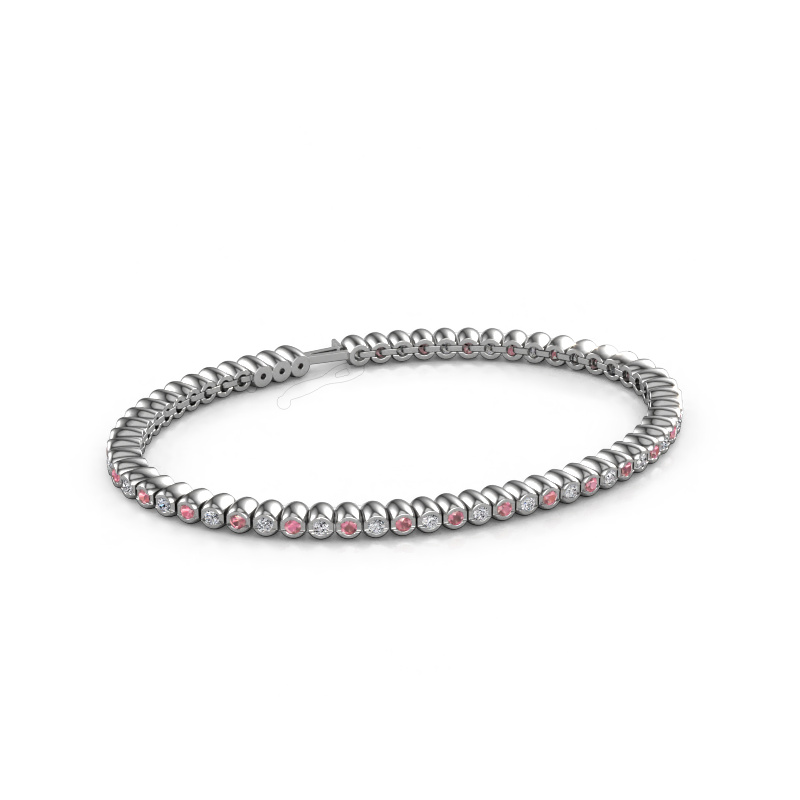 Image of Tennis bracelet Bianca 2 mm 585 white gold Tourmaline pink 2 mm