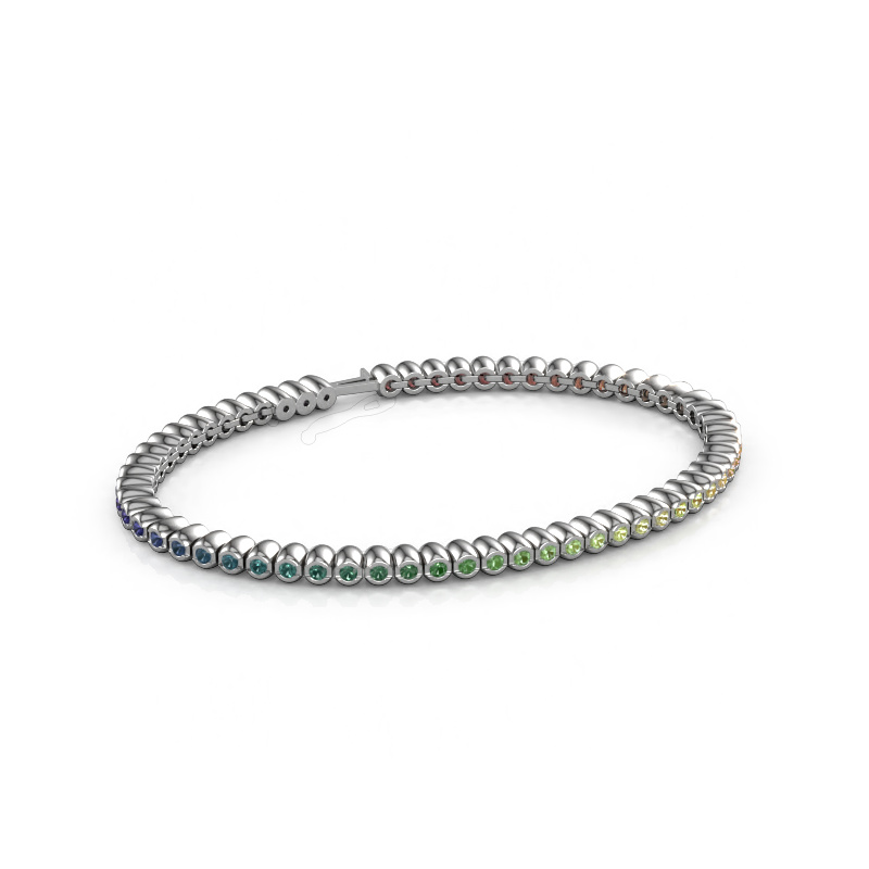 Image of Tennis bracelet Bianca 2 mm rainbow 585 white gold Rainbow sapphire 1 2 mm